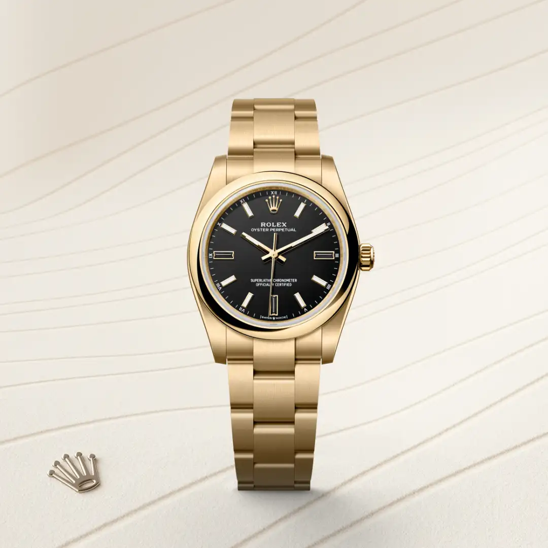 Rolex Oyster Perpetual 34腕錶18K黃金款，M124208-0001 - 永新鐘錶