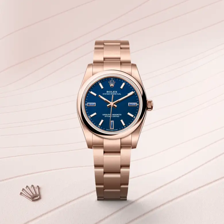 Rolex Oyster Perpetual 34腕錶18K永恒玫瑰金款，M124205-0002 - 永新鐘錶