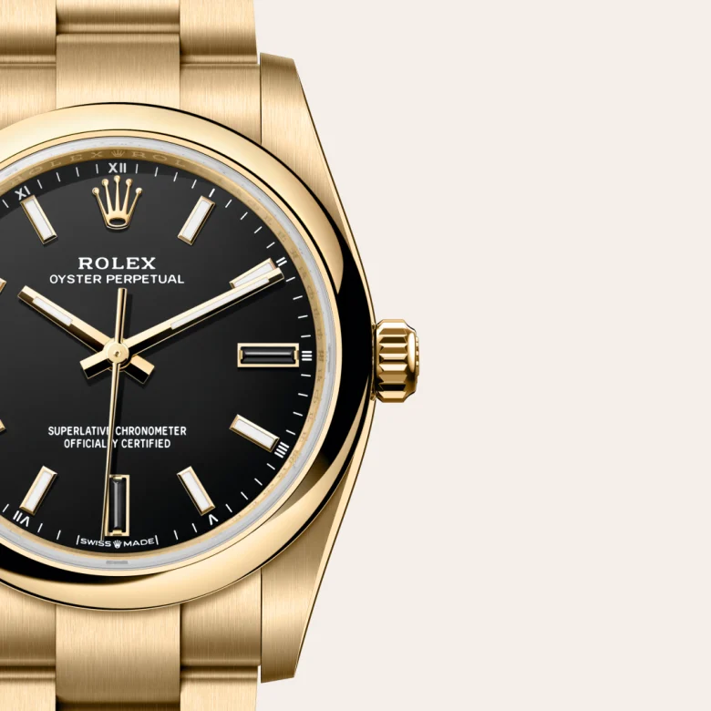 Rolex Oyster Perpetual 34腕錶18K黃金款，M124208-0001 - 永新鐘錶
