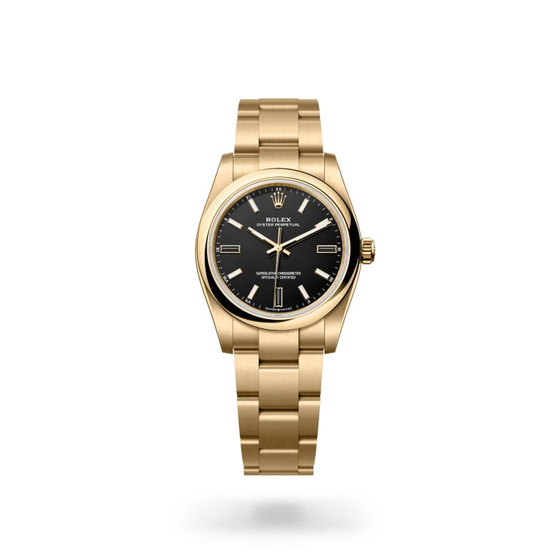 Rolex Oyster Perpetual 34腕錶18K黃金款，M124208-0001 - 永新鐘錶
